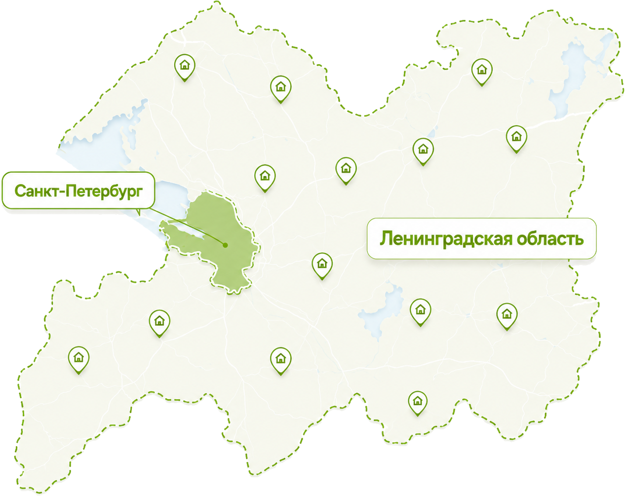 Карта выезда по Санкт-Петербургу и Ленинградской области